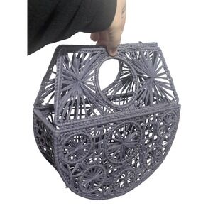 1960s House Of Harlow Woven Handbag Womens Medium Blue Purple Boho Starburst